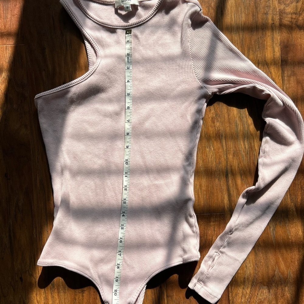 Pink One Sleeve Ribbed Stretch Bodysuit Summer Minimalist Festival Concert Rave - Picture 6 of 6